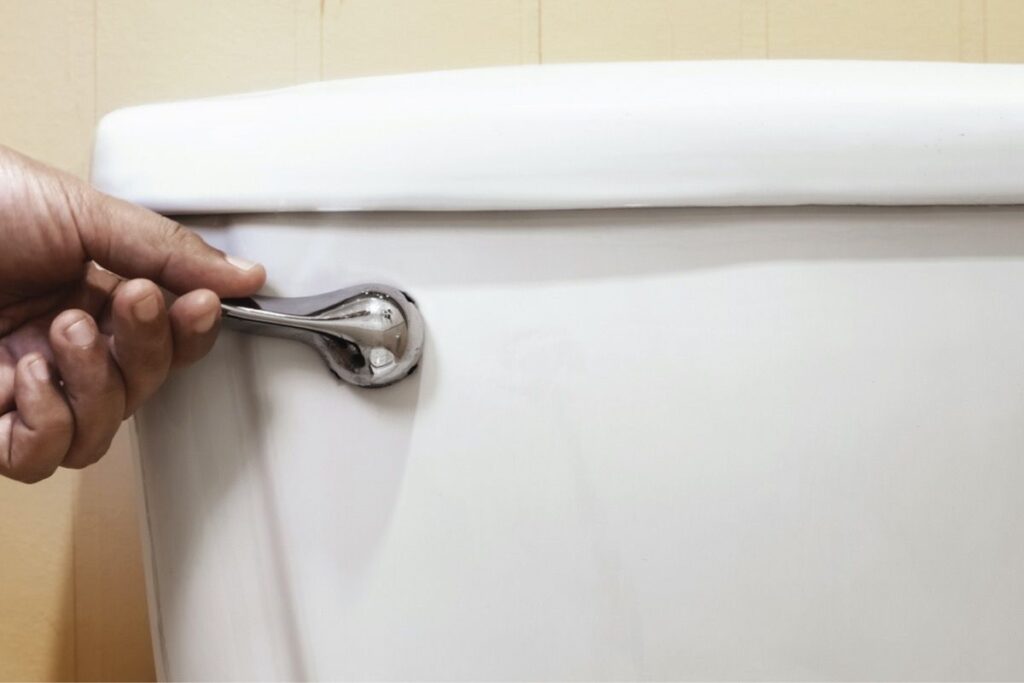 toilet handle feels floppy or spins, and nothing happens when you press it.