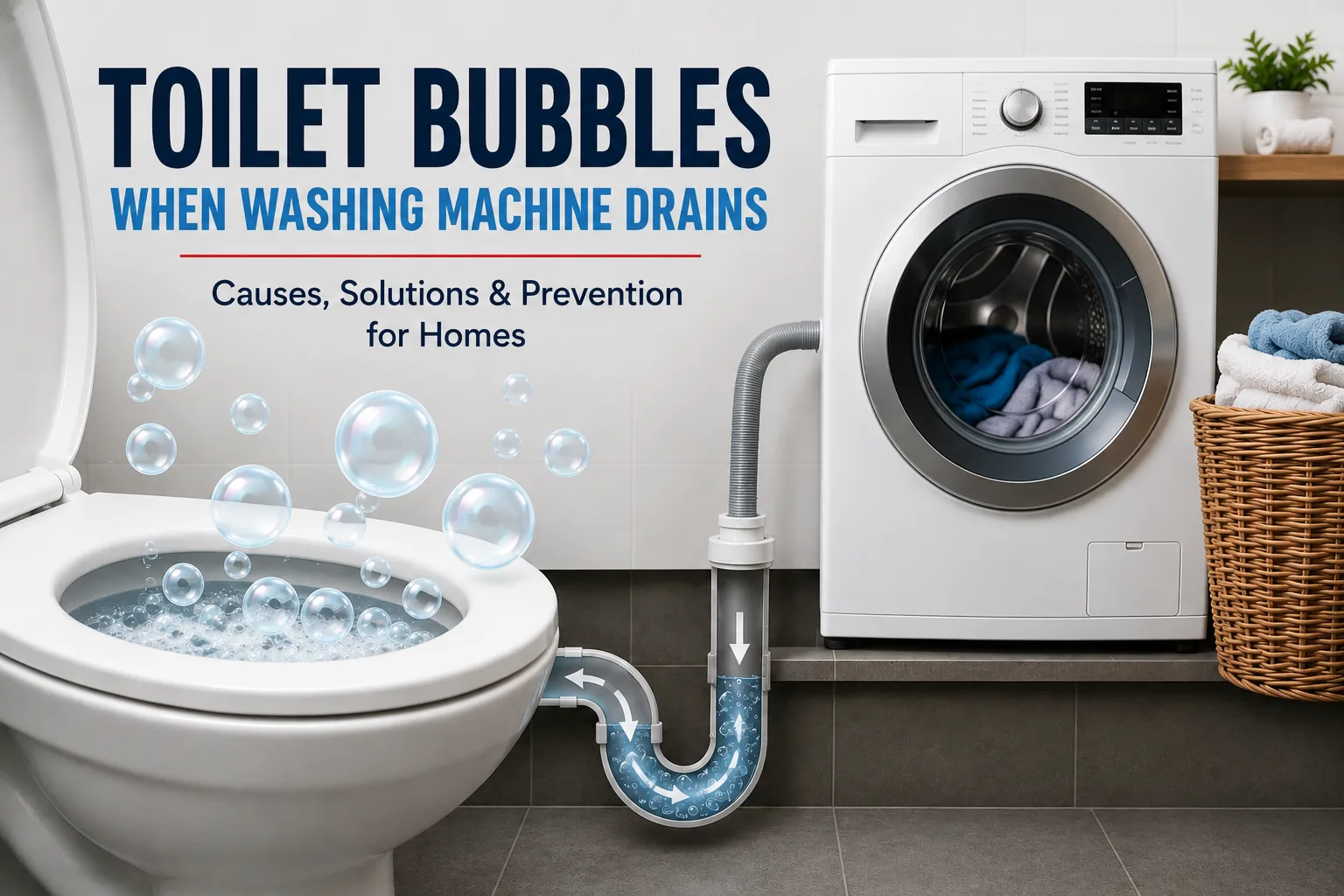 Toilet Bubbles When Washing Machine Drains fixes
